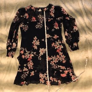 Wedding guest dress long sheer sleeves and ruffles